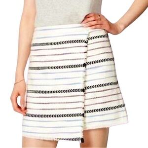 LOFT White, Blue & Purple Striped Knit Winter Mini Short Skirt Size 4 Regular